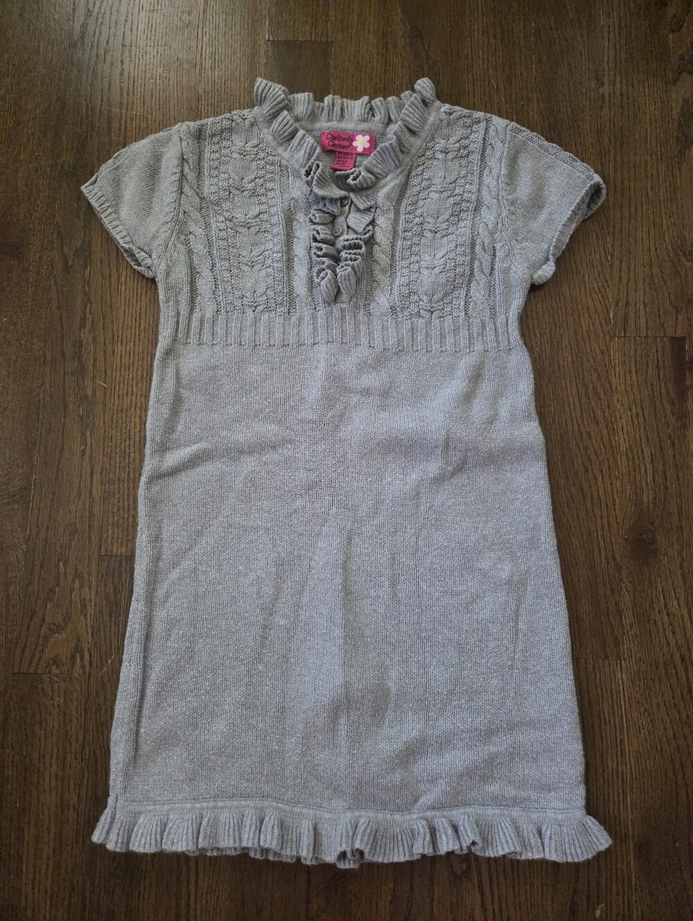 Chelsea's Corner Girls 5-6 Gray Short-Sleevd Sweater Dress